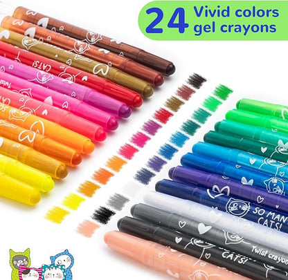 M&G 24 Colors Washable Non-Toxic Crayon Set for Toddlers Children Coloring, Twist Crayons for Kids Toddlers, Art Supplies for Coloring Book for Gifts and School Projects