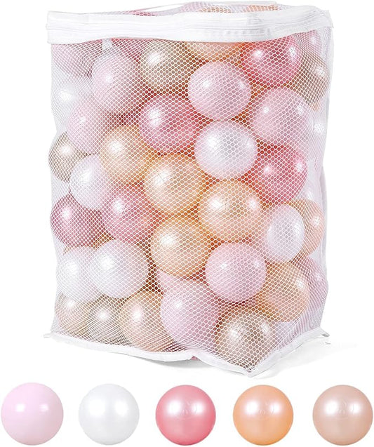Ball Pit Balls Pack of 100 200 500 - Star and Round Set BPA Free Phthalate Free Non-Toxic Crush Proof Play Balls Soft Plastic Balls for Toddlers Baby Kids Birthday Pool Tent Party