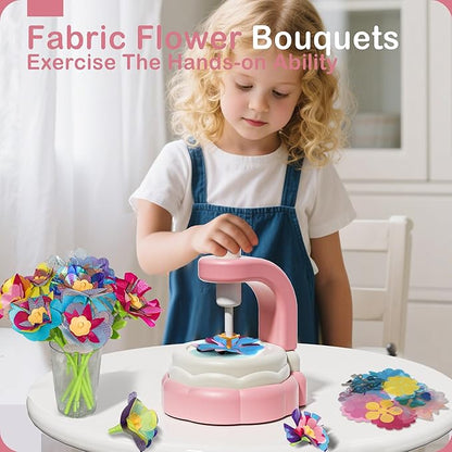 Pistachio DIY Flower Bouquet Kit Accessories - Arts and Crafts for Kids 4-6, Fabric Flowers Bouquets Toys Accessory Set, Flower Making Kit for Kids Accessories, 4 5 6 7 8 Year Old Girl Birthday Gifts