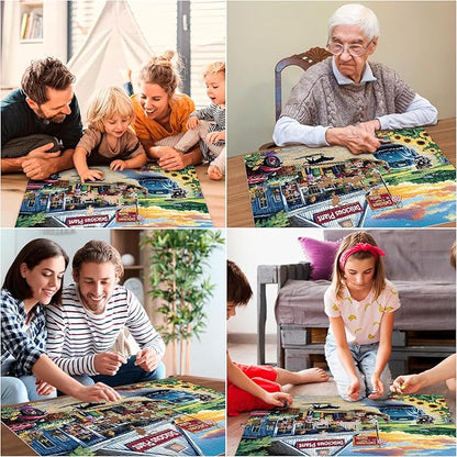 500 Piece Puzzles for Adults, Sunflower Field with Car House & American Flag Jigsaw Puzzles 20.5 x 15 in, Relaxing Country Jigsaw Puzzle, Challenging Puzzle Perfect Game Gift for Holidays & Family Fun