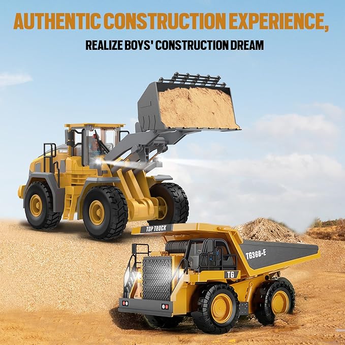9-Channel Metal RC Wheel Loader - Remote Control Kids Construction Play Toys with Realistic Lights and Sound, 1:20 Scale, Tractor Toys for 3+ Boys, Perfect 2024 Kids Birthday Gift for Ages 3-12+
