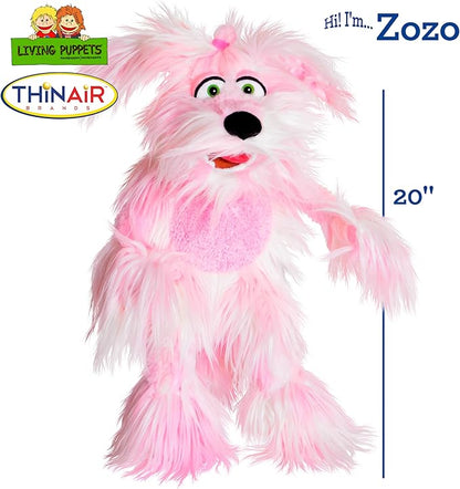 Living Puppets 20-Inch Plush Pink Dog Puppy Hand Puppet - Fine European Design, Ultra-Soft and Cuddly, Promotes Child Development, Safety Certified, Teacher-Recommended for Boys and Girls
