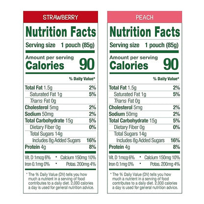 GoGo squeeZ YogurtZ Variety Pack, Strawberry & Peach, 3 oz (Pack of 20), Kids Snacks Made with Real Yogurt and Fruit, No Fridge Needed, Gluten Free, Nut Free, Recloseable Cap, BPA Free Pouches