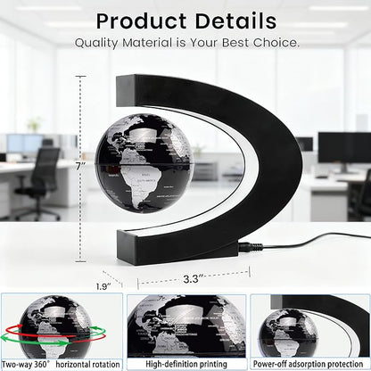 Magnetic Levitation Floating Globe with LED Light Anti Gravity Levitating World Map Office Home Bedroom Desk Gadget Decor Unique Birthday Gift for Men Kids Husband Boss
