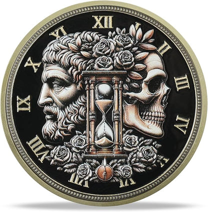 AtSKnSK Memento Mori Coin Momento Mori Coin Skull Coin Stoic Gifts Memento Mori Calendar Living Memento Mori Amor Fati Coin (Memento Mori Coin - 4)
