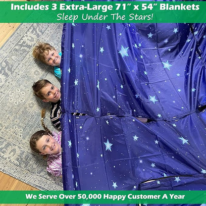 Molcey Blanket Fort Building Kit for Kids 4-8 8-12+ - Make a Portable Playhouse, Play Tent. Build a Fort Making Kit/Builder Blankets - Ultimate Indoor/Outdoor Play for Girls/Boys Toys Age 3-12