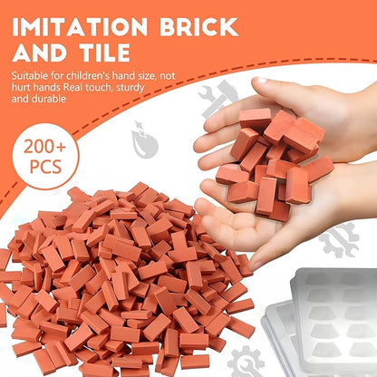 House Building Set for Kids 6+, Mini Brick Construction Kit with Mortar, STEM Architecture Blocks, Reusable DIY Projects, Creative Birthday Gift