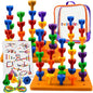 Pegs Board Game Set Jumbo Pack | 48 Pegs + 2 Boards & Storage Bag W/Handle Easy to Carry. for Motor Skills Sorting Counting Color Recognition Occupational Therapy Toddler and Preschool by Twinkle me