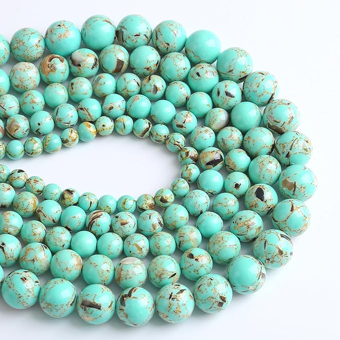 6MM 60PCS Peacock Blue Shell Turquoise Spacer Loose Beads for Jewelry Making DIY Bracelet Necklace