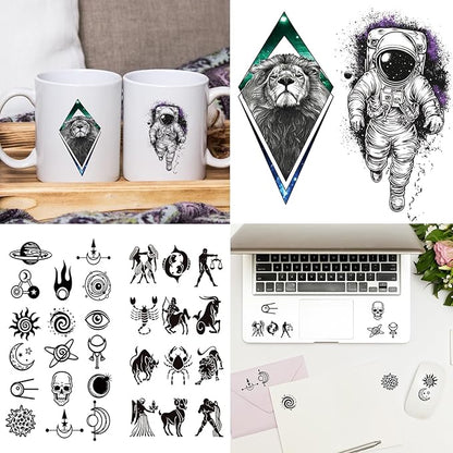 102 Sheets Halloween Tiny Temporary Tattoos Stickers, Fake Tattoos That Look Real And Last Long, Halloween Tattoos Include Black Scary Wolf Lion Tiger Skeleton Skull