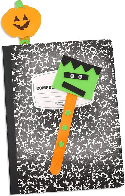 4E's Novelty Halloween Bookmark Craft for Kids - 12 Pack Bulk Kids Halloween Crafts Ages 4-8, 8-12 Halloween Activities for Kids Classroom 2025 Halloween Bookmarks, DIY Foam Halloween Craft Kit