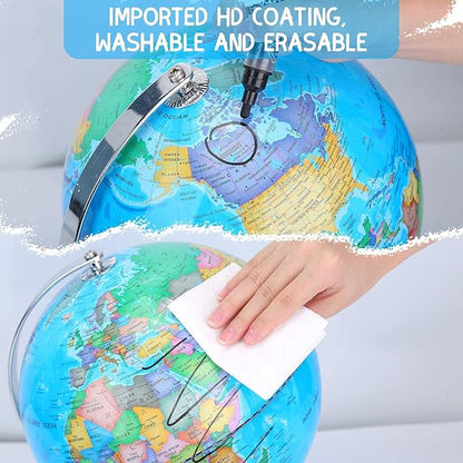 6 in1 Illuminated World Globe for Kids & Adults All Ages High Clear Map, Illuminates Educational Interactive STEM Toy, Light Up Kids Globe Lamp,Gifts For Boys And Girls