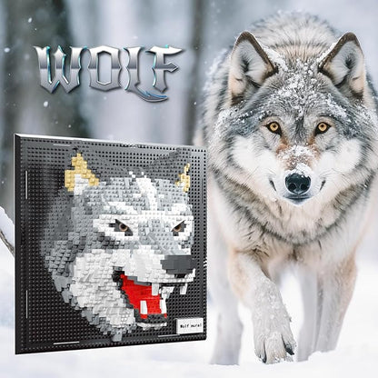 Wolf Micro Mini Building Block Sets for Adults, No Compatible with Lego, 3D Animals Wall Art Kits for Home Wall Decor & Table Display, Creative Toy Gifts for Kids Teens Boys Girls (2214 PCS)