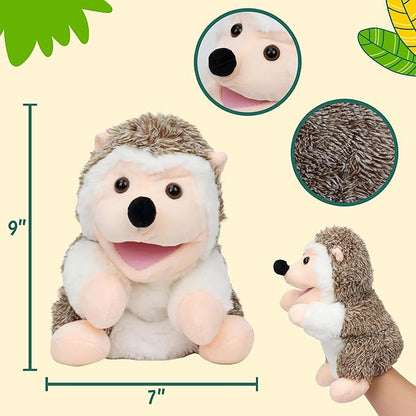 Easfan Hedgehog Hand Puppet with Movable Mouth Interactive Storytelling Cute Soft Plush Toy Creativity and Imagination Easter Christmas Birthday Gifts for Toddlers Kids,10’’