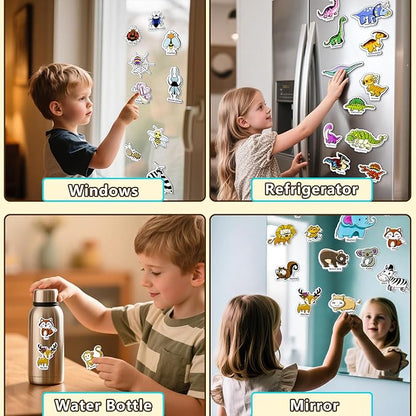 3 Pack Reusable Sticker Books for Kids, Waterproof Puffy Stickers - Match the Shape and DIY Scene, Toddler Travel Essential Quiet Time Activities Toys - Dinosaur, Animal and Insect (2-6 Age)
