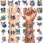 Aresvns Watercolor Cute Animals Temporary Tattoos for Kids, 117 Patterns Kwaii Lion Dog Wolf Owl Butterfly Tattoo for Girls Boy Tiny Tattoo for Birthday Party Decoration Supplies Summer Accessories