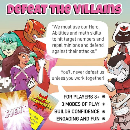 Outnumbered: Improbable Heroes Board Game - A Mensa Award Winning Superhero Math Game | Fun & Educational Game for Kids, Adults, and Families | STEM Toy to Learn Multiplication & Division