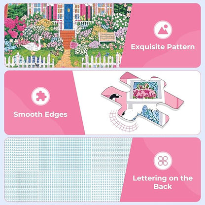 Puzzles for Adults 500 Pieces,Beautiful Manor Puzzle for Adults 500 Pieces,Spring Garden House Jigsaw Puzzles for Seniors and Kids, Perfect for Game Nights Giving Puzzles,20.5x15 in
