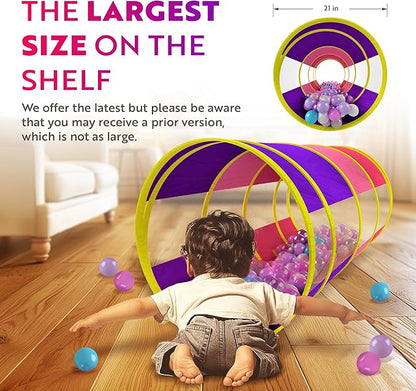 Playz 5pc Kids' Play Tents & Tunnels - Ball Pit for Toddlers, Basketball Hoop, Crawling Tubes, Pop-Up Playhouses, Baby Obstacle Course for Indoor or Outdoor Use