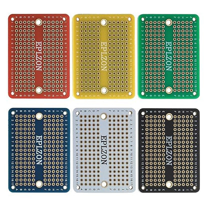 Solderable Breadboard Mini PCB Board Gold-Plated Solder Breadboard for DIY Electronics Projects Apply to Arduino Soldering Projects 2.0"x1.5" Mixed Color(Pack of 6 Pcs)