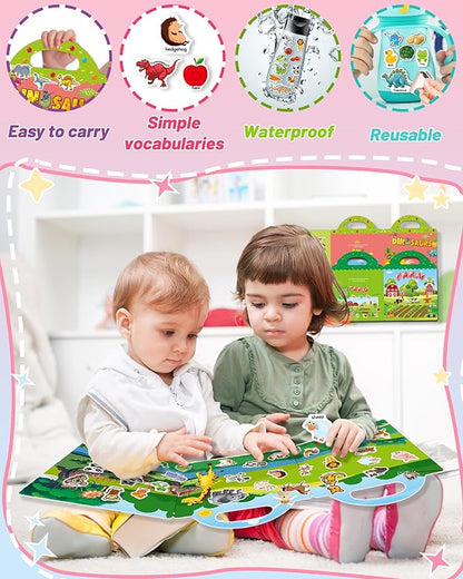 3 Pack Reusable Sticker Book for Toddlers 2-4 Years, Toddler Sticker Book for Kids, Toddler Activities Crafts Preschool Learning Travel Toys Birthday Gifts for Boys Girls Ages 1-3, 2-4, 3-5