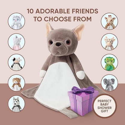 Love By Emi Baby Music Lovey Brown Bulldog, Baby Sleep Soother for Crib & Cuddle Bedtime, White Noise with Heartbeat & Lullaby, Plush Sound Machine Toy, Stuffed Animal for Newborns, Infants & Toddlers