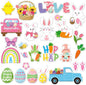 MARFOREVER 50 PCS Easter Window Thick Gel Clings Stickers Rabbit Eggs Window Decals Reusable Gel Clings for Adults Kids Classroom Home Spring Easter Party Supplies Decorations