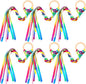 Sumind 6 Pcs Rainbow Ribbon Hand Kites Wands for Kids Dancer Streamer String Toy Thrown Waldorf Wand with Wooden Ring Wand Learning Educational(Warm Colors)