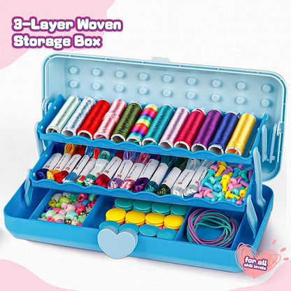 Cmiolacuna Friendship Bracelet Making Kit for Girls, 3-Layer Storage Box Arts and Crafts Bracelets Jewelry String Maker Kit Ages 8-12,Best Christmas Birthday Gift for Girls 6 7 8 9 10 11 12 Year Old
