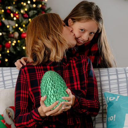 Large Dragon Eggs with Dragon Inside, 3D Printed Surprise Funny Gifts for Kids, Articulated Dragon Fidget Toys for Adults, Executive Desk Toys Office Room Décor (Christmas Green)