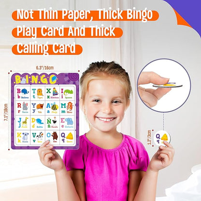 Spanish Bingo Game, 12 Bingo Board Spanish Letters, Numbers & Words Vocabulary Game, Early Educational Toys for Learning - Ages 4 and up, Perfect for Classroom & at Home (Up to 12 Players)