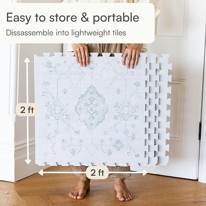 Lillefolk Baby Play Mat for Floor – 6x8ft Vintage Gray | Soft Non Toxic Premium EVA Foam Tiles for Tummy Time, Crawling & Playroom – Waterproof Interlocking Floor Mat for Babies & Toddlers (12 Tiles)