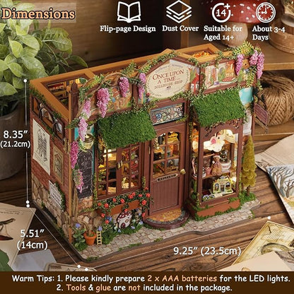 TuKIIE DIY Miniature House Kit with Furniture, 1:24 Scale Creative Room Opened & Closed Wooden Dollhouse Book Nook Plus Dust Proof for Kids Teens Adults(Dollhouse Shop)