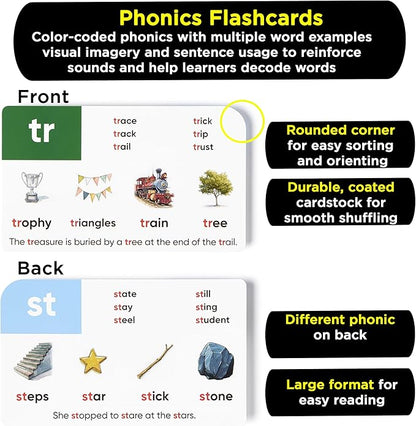Think Tank Scholar 1000+ Words Phonics Flash Cards + Prefixes & Suffixes (Award Winning) 122 Phonics, 6 Teaching Methods & 6 Fun Games – Preschool, Kindergarten 1st, 2nd, 3rd Grade Homeschool Ages 4-8