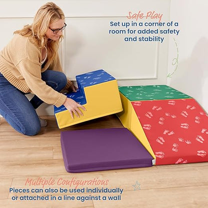 ECR4Kids SoftZone Little Me Corner Climber, Toddler Playset, Assorted, 4-Piece