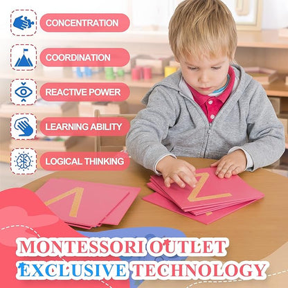 MONTESSORI OUTLET Capital Case Sandpaper Letters - Print for 3-6 Years Montessori Education at School and Home
