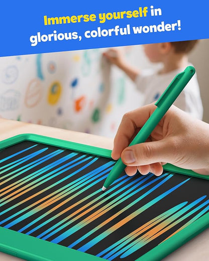 TEKFUN LCD Writing Tablet for Kids Boys Toys, 12 Inch Erasable Doodle Board Colorful Drawing Pad, Board Games Outdoor Travel Toys Gifts for Toddlers Boys Adults (Green)