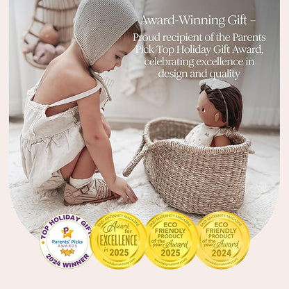 BEBE BASK Premium Baby Doll Bassinet - Handcrafted & Award-Winning Seagrass Moses Basket - Doll Carrier with Luxe Mattress