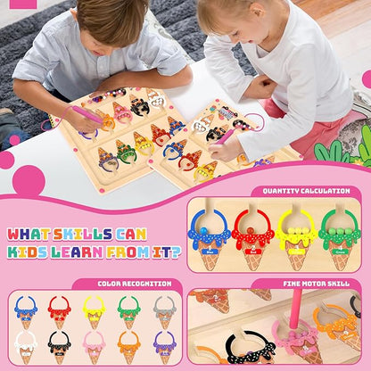 Montessori Magnetic Color and Number Maze Toy for Toddlers Fine Motor Skills Educational Play for Girls Ages 3 to 5 Birthday Gift Interactive Learning Magnetic Maze