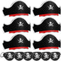 Legigo 12 Pcs Pirate Hat with Eye Mask - Classic Costume Cap Accessories for Pirate Party Cosplay Caribbean Dress, Black