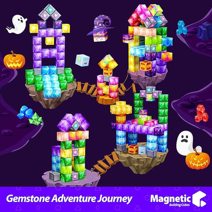 Magnetic Blocks, Jewel Adventures Edition, Magnetic Building Cubes, Boys & Girls Toddler Toys Age 3-5 4-8,Sensory Toy Gift for Kids, Upgraded STEM Gift 1.2 Inches