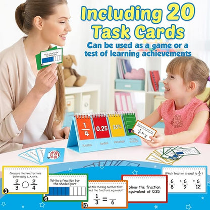 Torlam Fraction Manipulatives for Elementary School, Fraction Circles & Percentage & Decimal Flip Chart, Kids Math Games Math Manipulatives for 1st, 2nd, 3rd, 4th, 5th, 6th Grade Homeschool Supplies