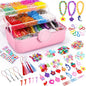 SUMAJU 18500+ Bracelet Making Kit Rubber Band, 26 Colors Rubberband Bracelet Kit with 3 Layer Container Includes Glow-in-The-Dark Rubber Bands, Bracelet Making Refill Kit Birthday Gift for Kids(Pink)
