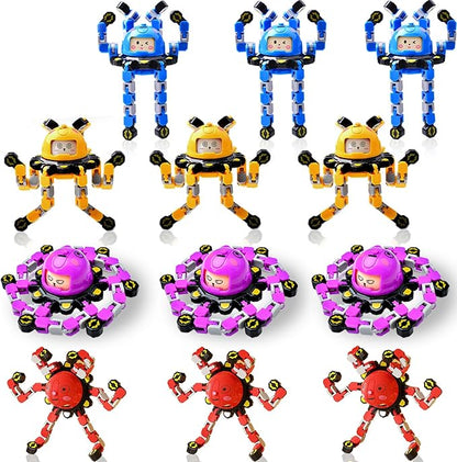 12Pcs Transformable Fidget Spinners for Kids Fidget Toys Teens Adults Sensory Toys with Autism ADHD Stocking Stuffers Bulk Gifts for Boys Girls Party Favors Travel Activities