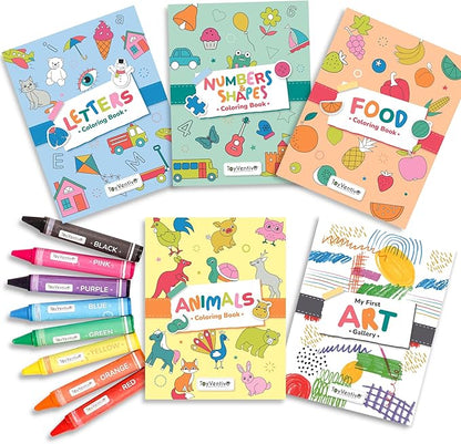 TOYVENTIVE Toddler Coloring Books & Crayons, Toys & Birthday Gifts for 1+,2,3,4 Years Old Girls, Toddlers & Preschoolers Ages One,Two,Three,Four year olds