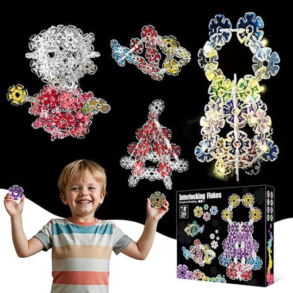 Building Chips of Snowflakes, Translucent Interlocking Discs Toy, Learning Construction Block Toys, 240PCS STEM Brain Development Playset for Girls and Boys Aged 4+