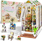 Book Nook Kit Garden House, DIY Miniature Book Nook Kits for Adults with LED Light, 3D Puzzle Bookshelf Decor Gift for Teens Women Family