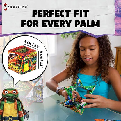 SHASHIBO Teenage Mutant Ninja Turtles Shape Shifting Box - STEM Magnetic Fidget Cube That Transforms Into Over 70 Shapes, Download Fun in Motion Toys Mobile App (Mikey)