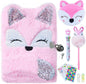 Gifts for 6 7 8 9 Year Old Girls, Diary with Lock for Girls - Journal Kit for Girls with Bookmarks Sticky Notes Pom Pom Pen Fuzzy Notebook (Fox Diary,Pink)