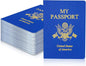 30 Pcs Blank Passport Notebook Blue Passport Book Fake Passport Travel Journal Sticker Collection Book for Kids School Projects World Travel Pretend Activity Party Favors, 5.51x3.9 Inch